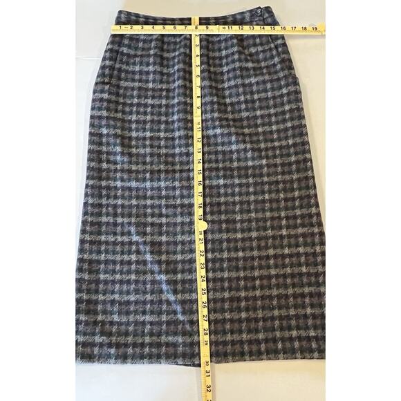 Vintage 100% Wool Plaid Checkered Knee Length Pencil Skirt Women’s Size 10 - Picture 6 of 6